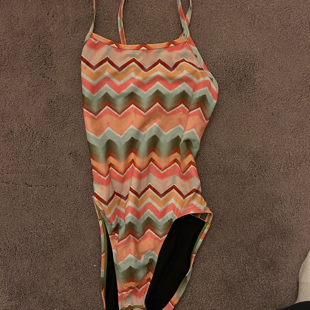 Jolyn Julian 2 Clothing Zigzag One Piece Swimsuit - Orange, Pink, Green